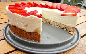 Strawberry Cheesecake with a Coconut Biscuit Base