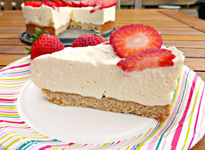 Strawberry Cheesecake with a Coconut Biscuit Base