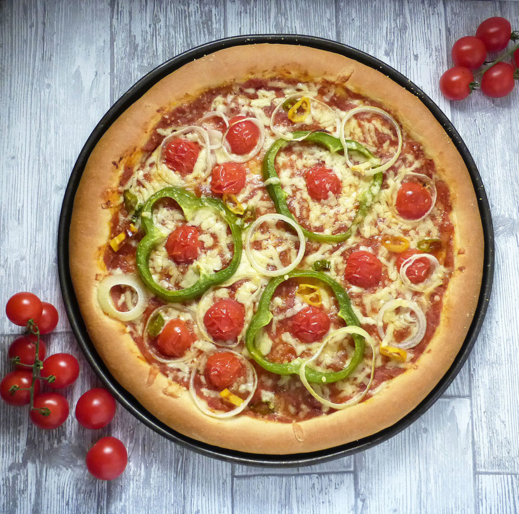 Pepper, Tomato and Chilli Pizza with a Homemade Spelt Crust